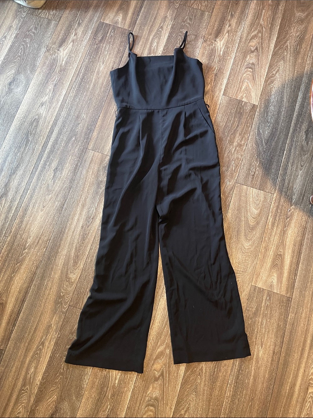 Antonio Melani Black Spaghetti Strap Wide Leg Jumpsuit Size 10